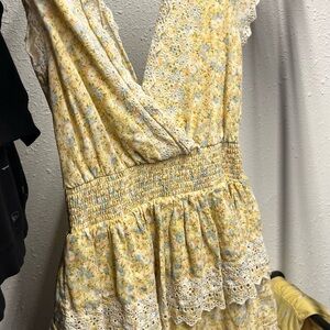 American Eagle Outfitters Yellow Floral Lace Dress
